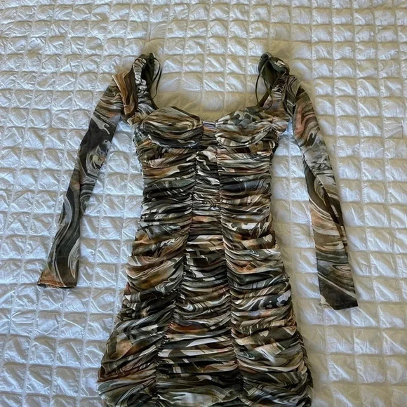 Zara Ruched mesh bodycon mini dress - Picture 8 of 11